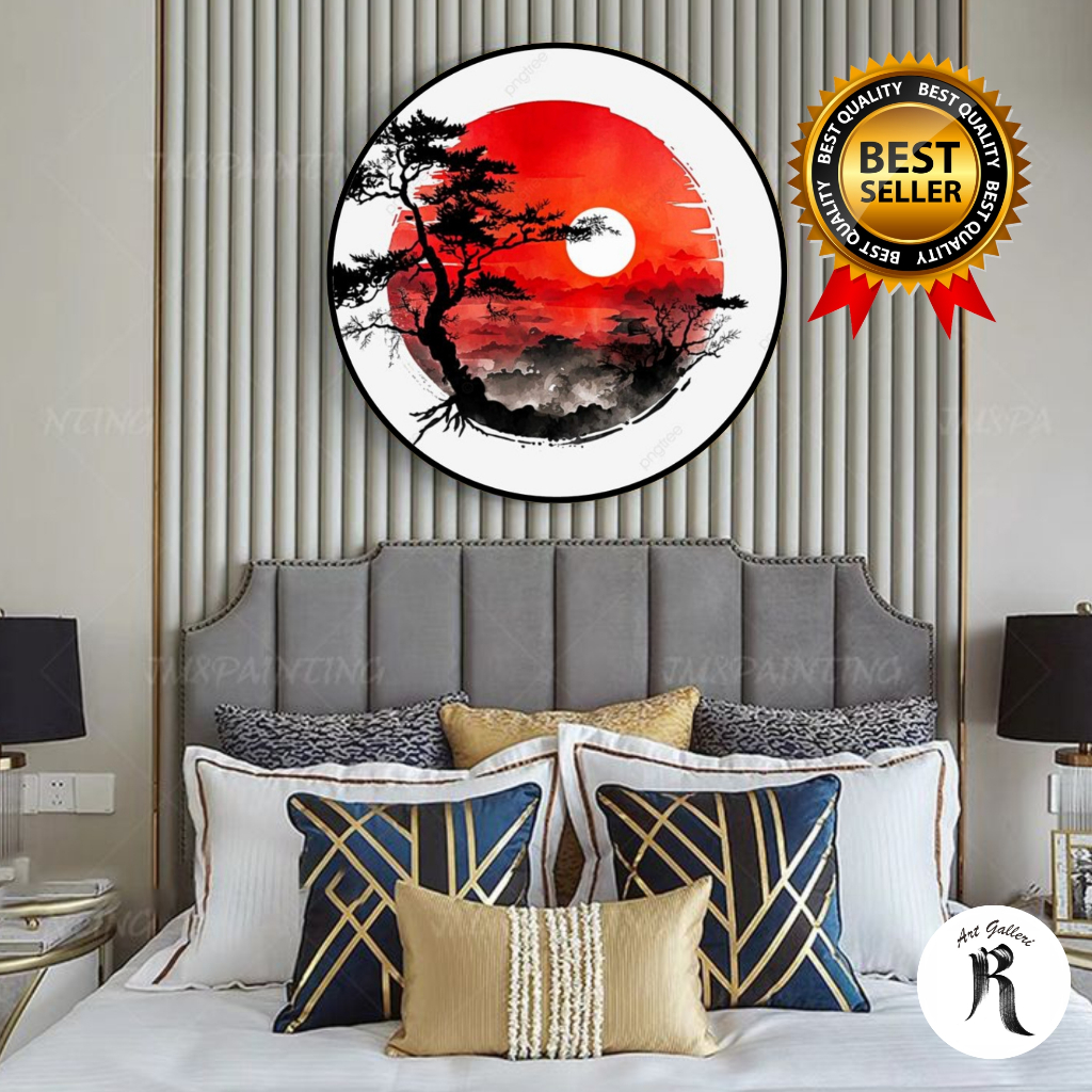 Lukisan kanvas nuansa jepang siap pajang - lukisan fengshui