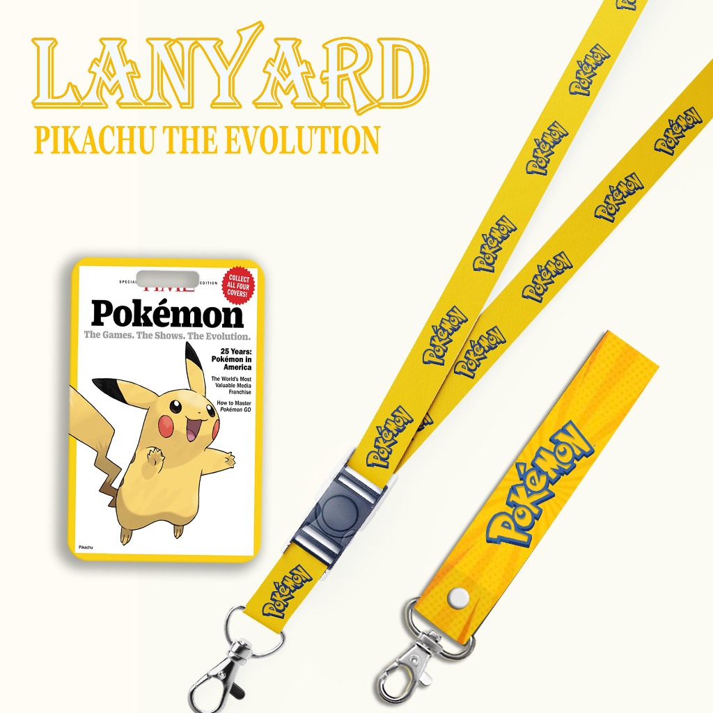 

STRAP LANYARD CARD HOLDER Pokemon Pikachu Evolution ID Card Gantungan Kunci Handphone