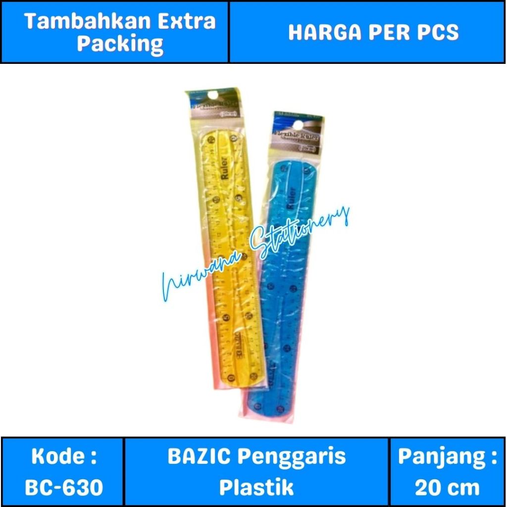 

Bazic Penggaris Plastik 20cm / Penggaris Karet