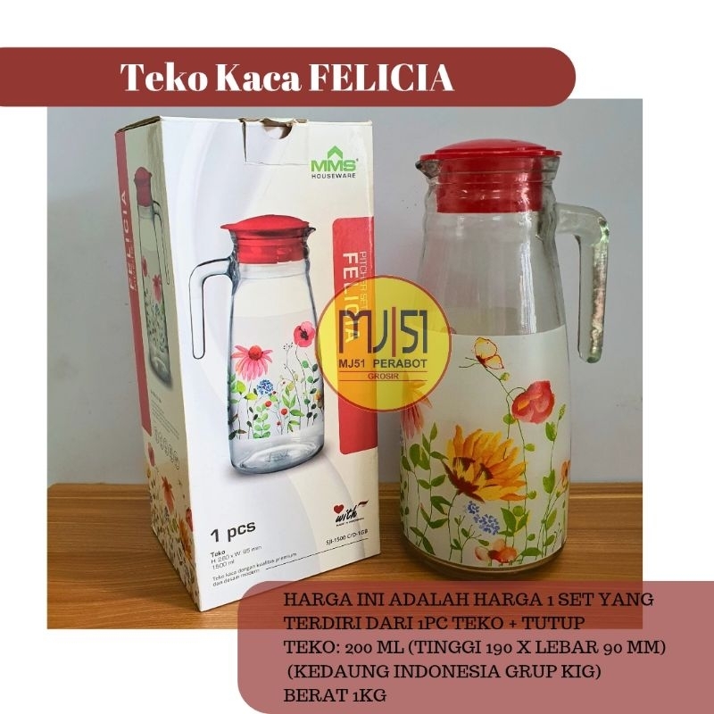 PITCHER SET FELICIA - PITCHER SET - FELICIA TEKO MMS HOUSEWARE - TEKO KACA FELICIA - BOTOL KACA FELI