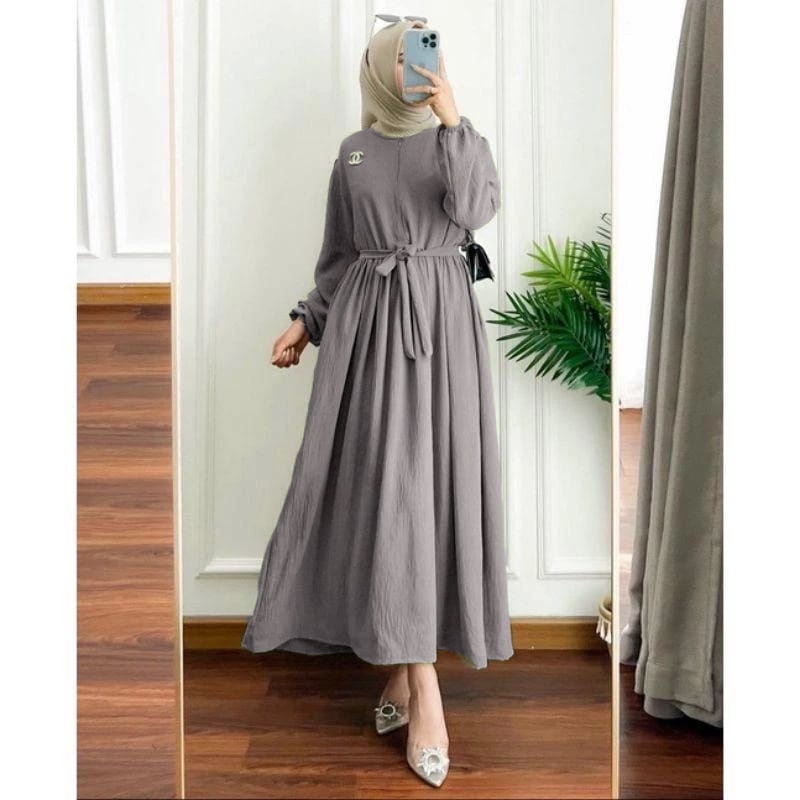 PROMO / BAHAN PREMIUM / MIDI DRESS CRINKLE MUSLIM TERBARU