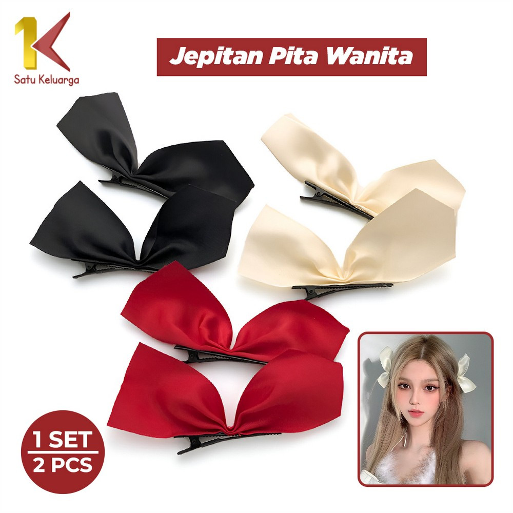 Satu Keluarga Set Jepit Rambut Wanita Model Pita 2Pcs C1039 Aksesoris Rambut Jepitan Pita Bow Fairy 