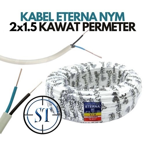 Kabel NYM 2 x 1.5 Eterna @1 ROLL Kabel Listrik Kualitas SNI Tembaga Tebal Tahan Panas Watt Besar 1 R