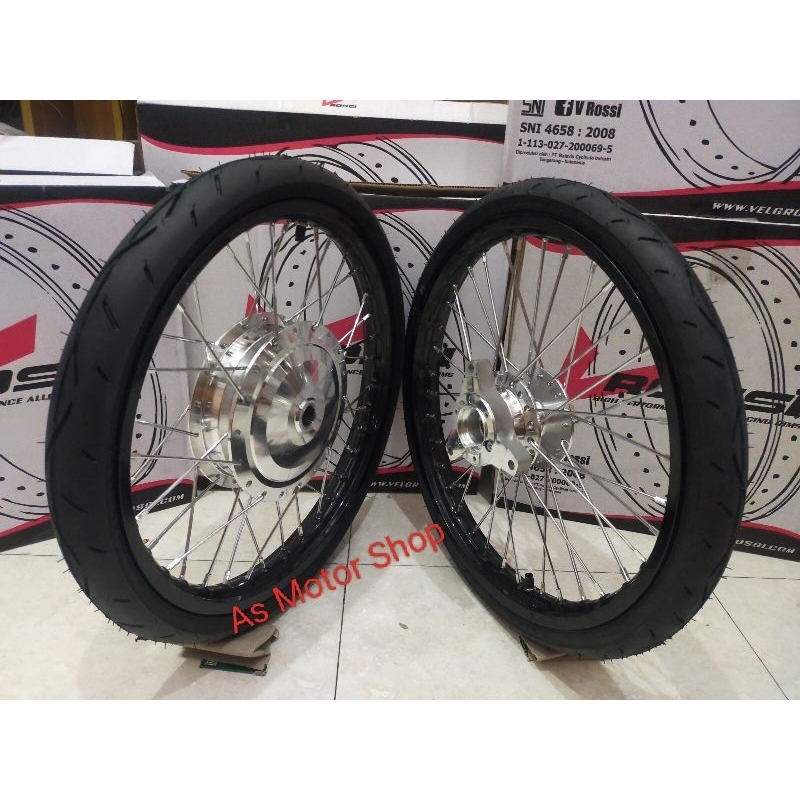 VELG SET ROSSI 140 140 RING 17 TROMOL SET PLUS BAN 60/80 70/80 RING 17 N MAX OLD PCX150 LOKAL PCX160