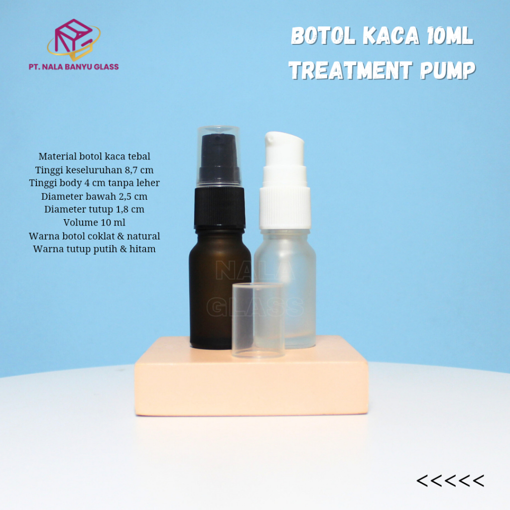 botol kaca 10ml frosted pump treatment / botol kaca 10ml doff pump