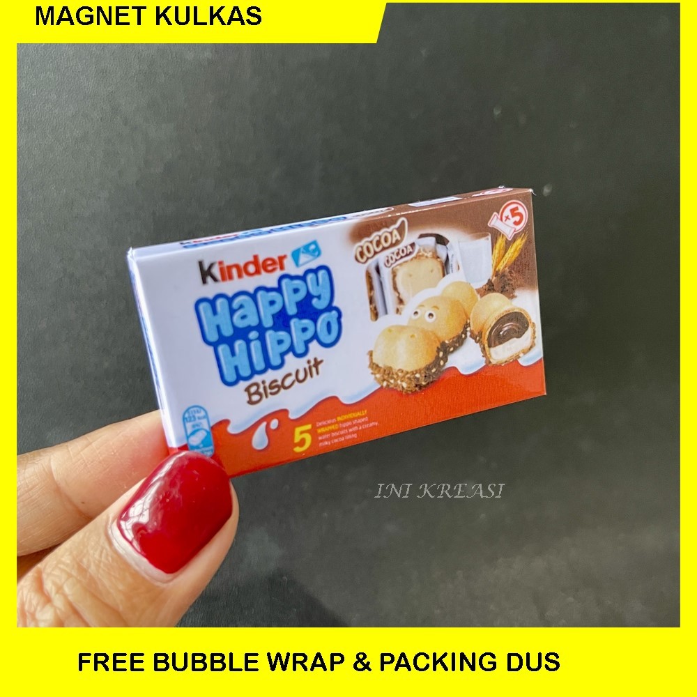 MAGNET MINIATUR TEMPELAN KULKAS KINDER BUENO HAPPY HIPPO