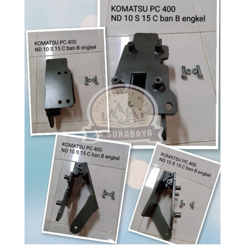 Breket Kompresor Komatsu PC 400 Pasang Denso 10S15C As 15 Ban B Engkel Dudukan Kompresor Ac Truck
