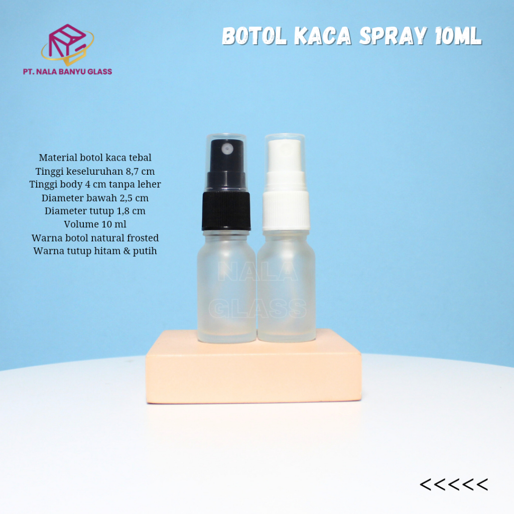 botol kaca 10ml spray / botol kaca 10ml bening doff tutup spray