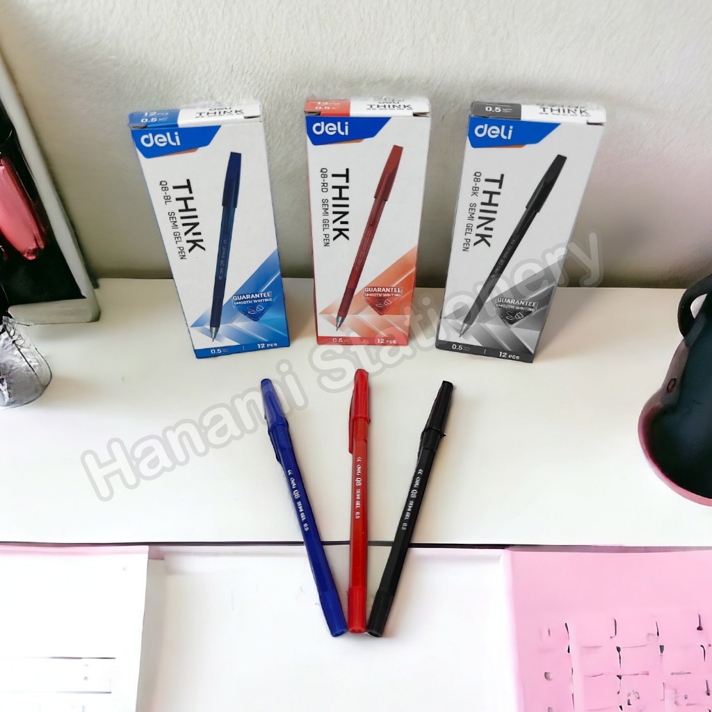 

Deli Ballpoint Pen semi Gel 0.5mm Isi 12pcs Penulisan Halus Q8