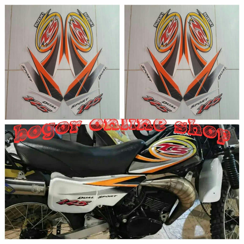 striping body motor suzuki ts 125 2004 hitam orange
