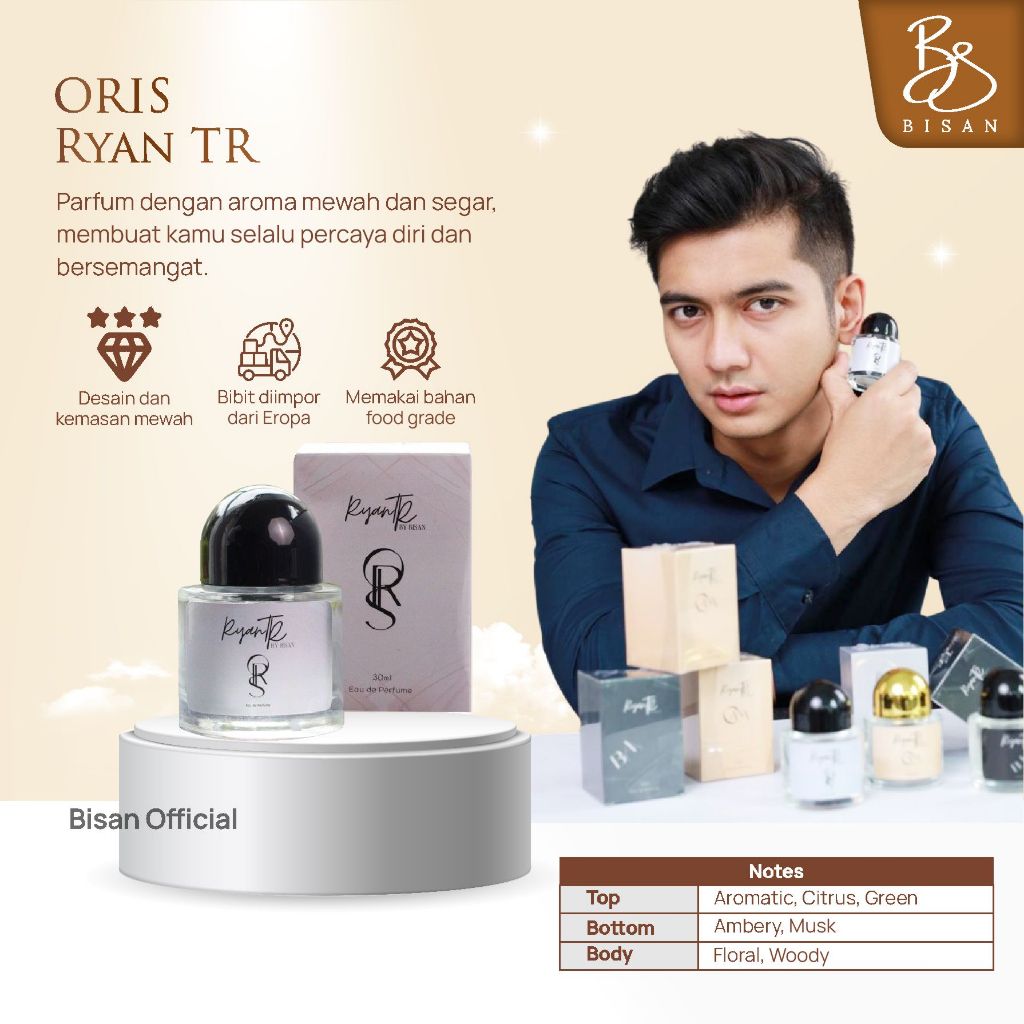 Parfum Ryan Tr Original Eu De Parfume by Bisan Official Spray Harum Tahan Lama 30 ML unisex ORIS
