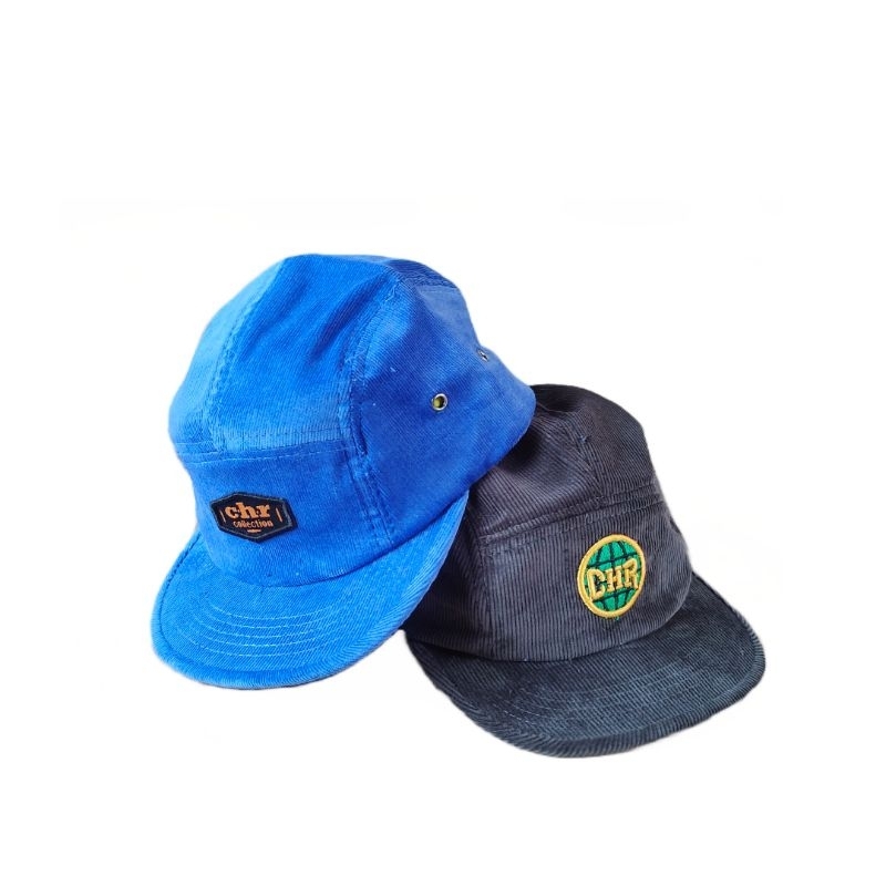 Topi Pria 5 Panel Corduroy Distro Original Snapback Visor Pendek