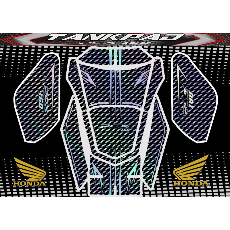 Body Protector Pcx 160 New 2021 - 2024 MOTIF CARBON 6D  / Tankpad Deckpad Set Side Pad All Pcx 160 N