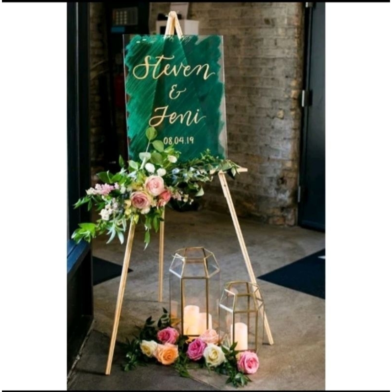 tripod standing banner kayu , tripod foto wedding