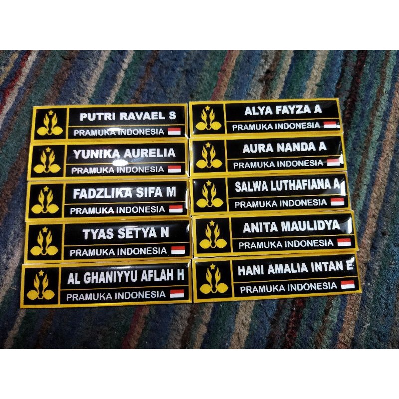 

Name Tag Pramuka GOLD SILVER Nama Dada Pramuka Papan Nama Scout Jambore Raimuna Name Tag Pramuka