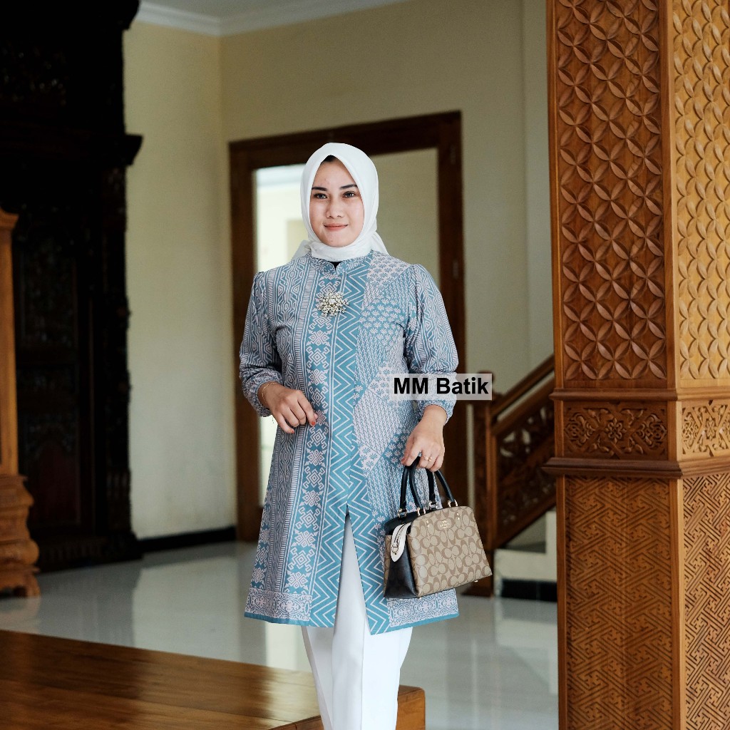 TUNIK BATIK WANITA MOTIF TORAJA MINT [MM]