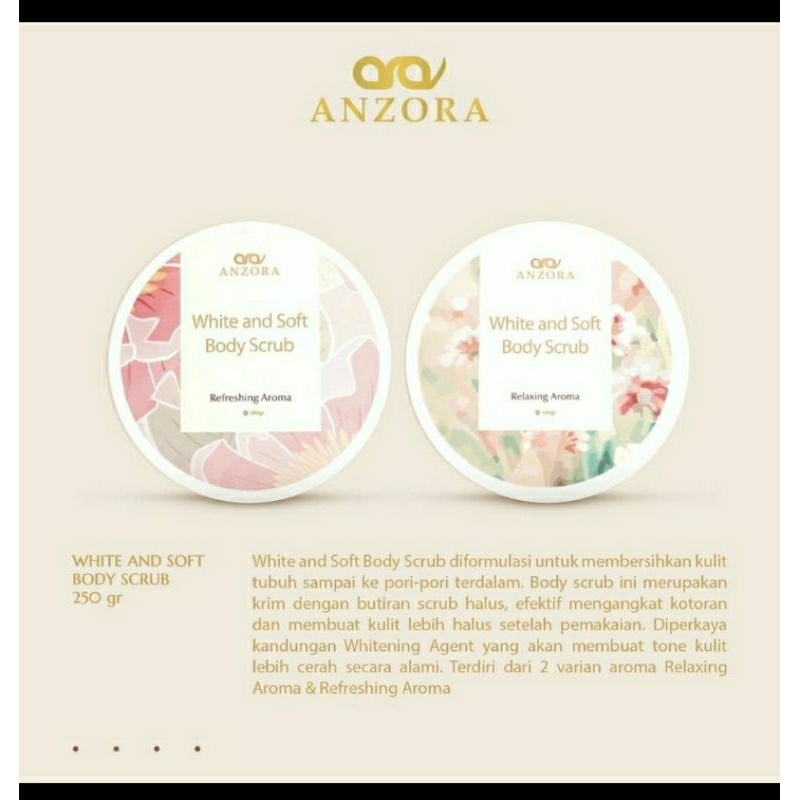 Pembersih kulit wajah/White and soft body scrub Anzora/Anzora skincare/Anzora beauty/skincare halal/