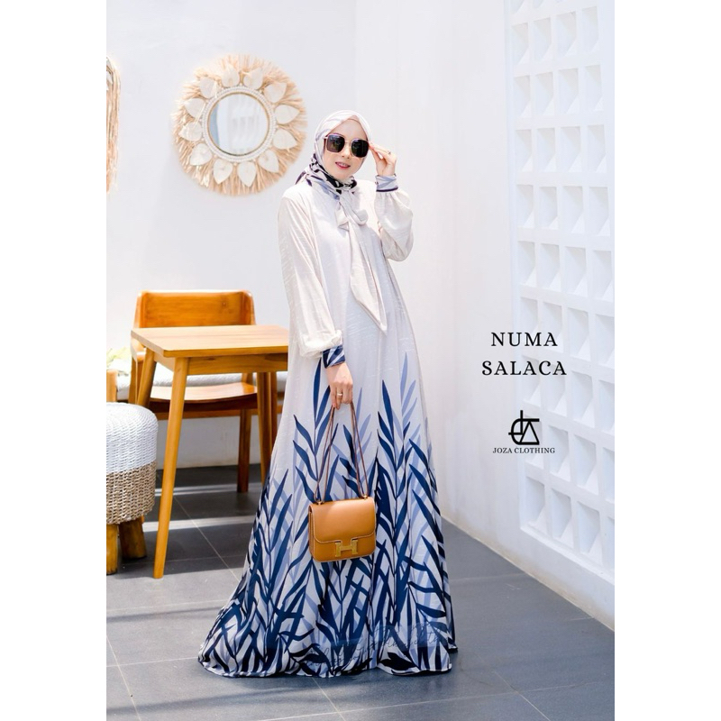 NUMA SALACA JOZA ARINA CLOTHING GAMIS DRESS BUSUI PUTIH BIRU NAVY