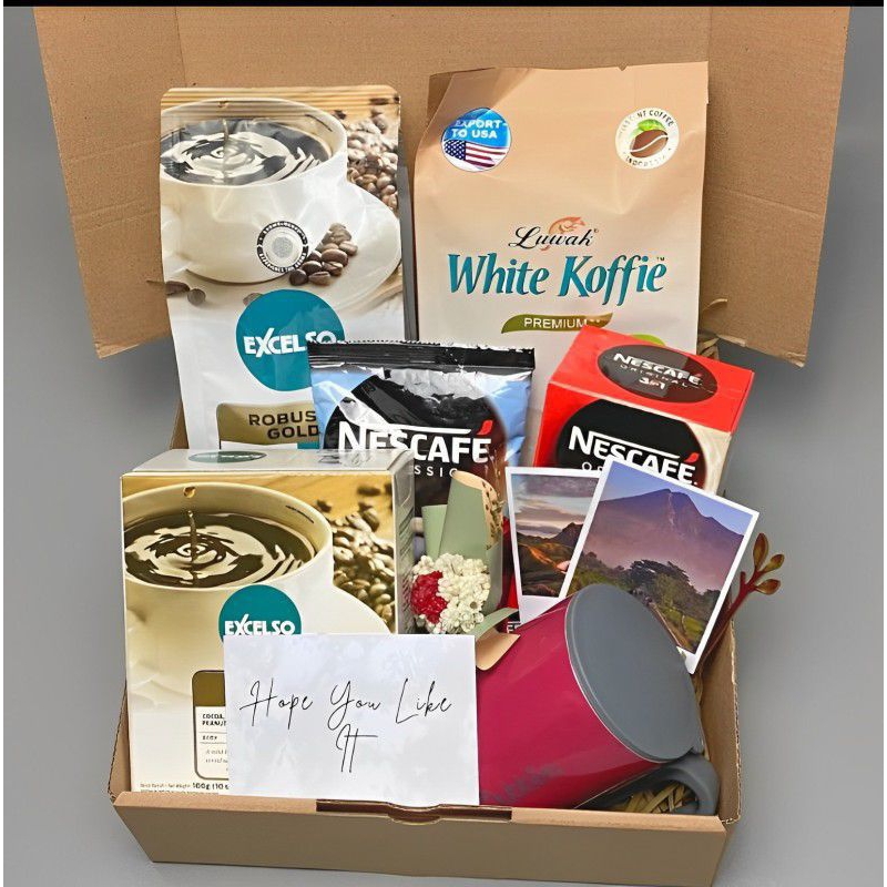 

Hampers Gift Box Kopi/ Hampers Gift Box coffie/ Kado lembur/ Kado deadline/ Kado wisuda