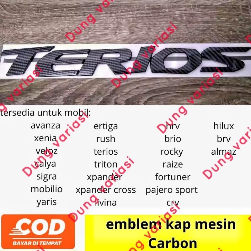 emblem kap mesin carbon rush terios Avanza Xenia veloz calya sigra,