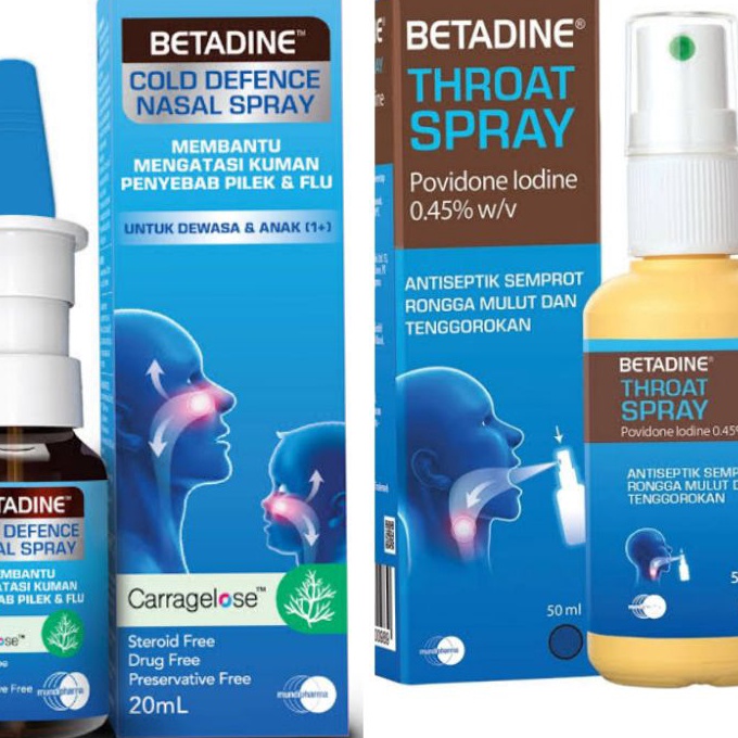 Spesial BETADINE NASAL BETADINE THROAT SPRAY COLD DEFENCE NASAL SPRAY 2 ML DEWASA DAN ANAK ORIGINALB