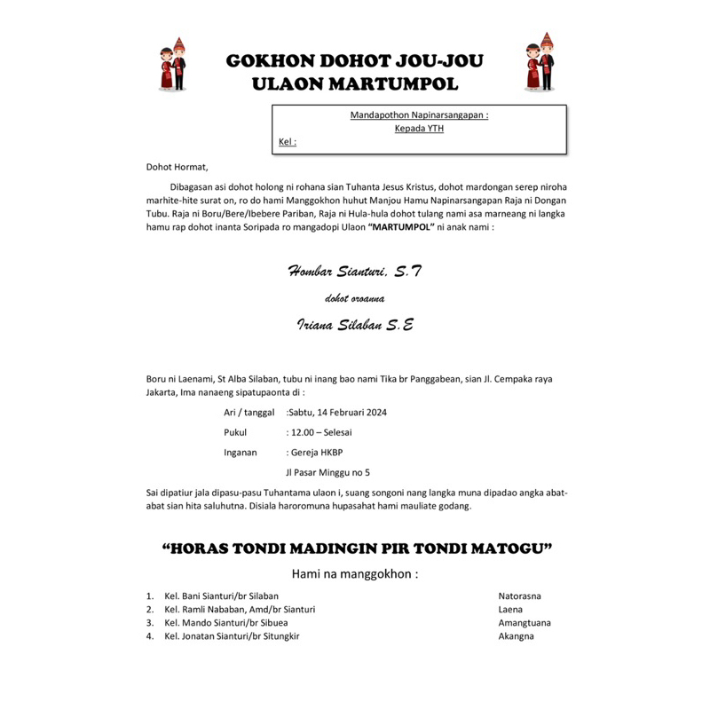 Undangan Martumpol/martonggo raja batak toba pdf/jpg/png