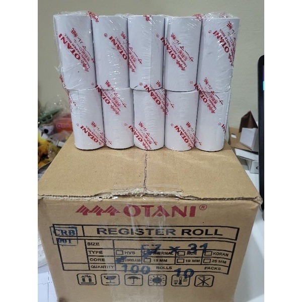 

kertas termal thermal 57 x 30 / 58 x 30 otani packing transparan per pak ( 10pcs )
