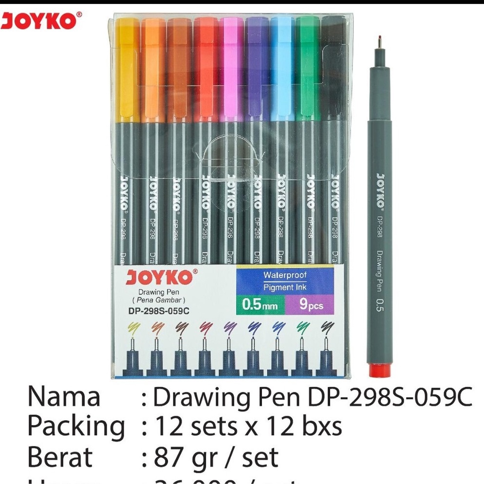 

Motif Terkini drawing pen set dp 298s 59c joyko warna 9 warna 72
