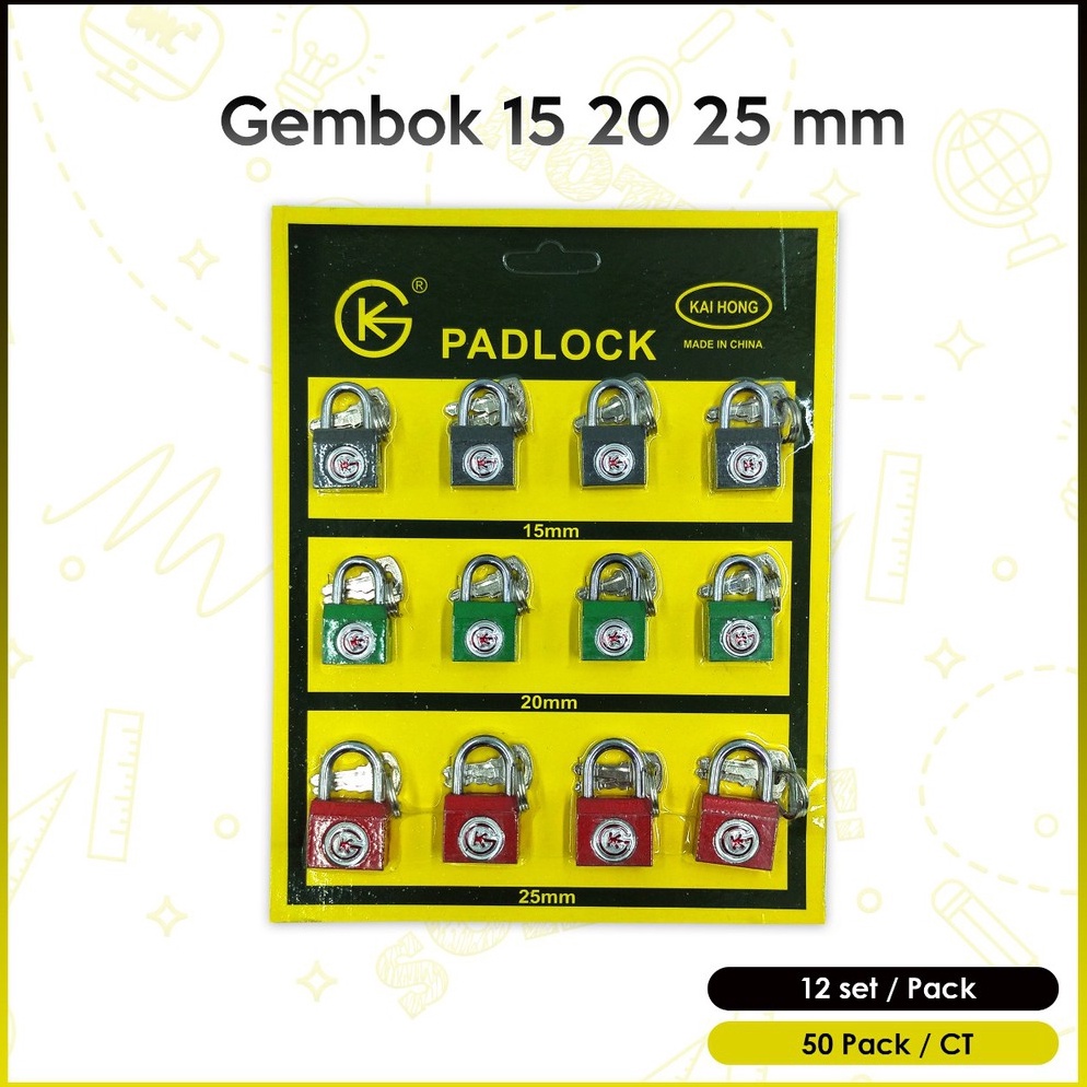 

Terlaku gembok selembar set k pad lock isi 12 3 ukuran 15 2 25 mm KDM