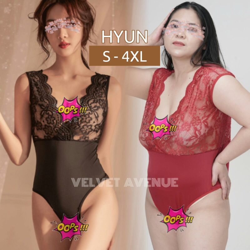 Lingerie Seksi Bigsize Jumbo Bodysuit Bodystocking Teddies Sexy Open Crotch Stretch Hyun