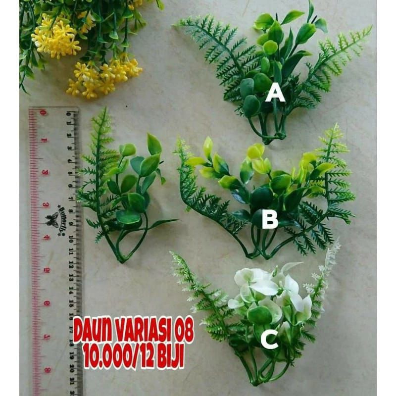Daun Variasi Bonsai kode 8 Daun Plastik Rumput Daun Variasi