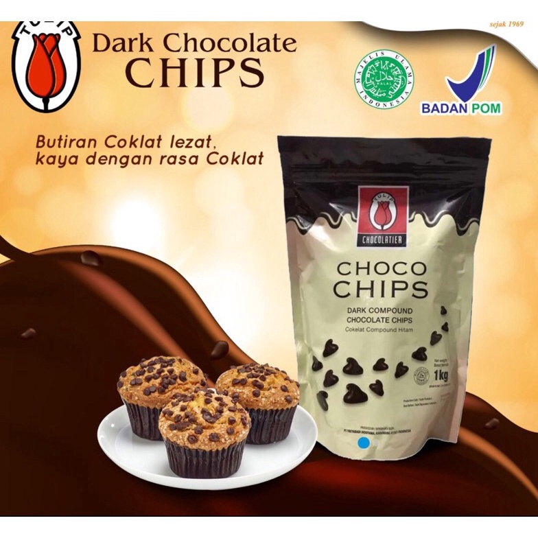 

Produk Keren Tulip Choco chips 1kg Dark Compound Chocolate Chips Chocolatier CWD