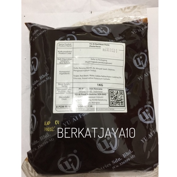 

Best Filling isian Red Bean Yu Ai Pasta kacang merah 1 kg B66