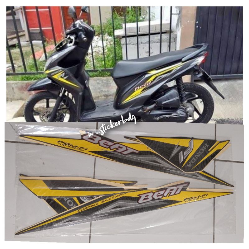 Striping Lis Stiker Honda Beat Fi 2014 Hitam Kuning
