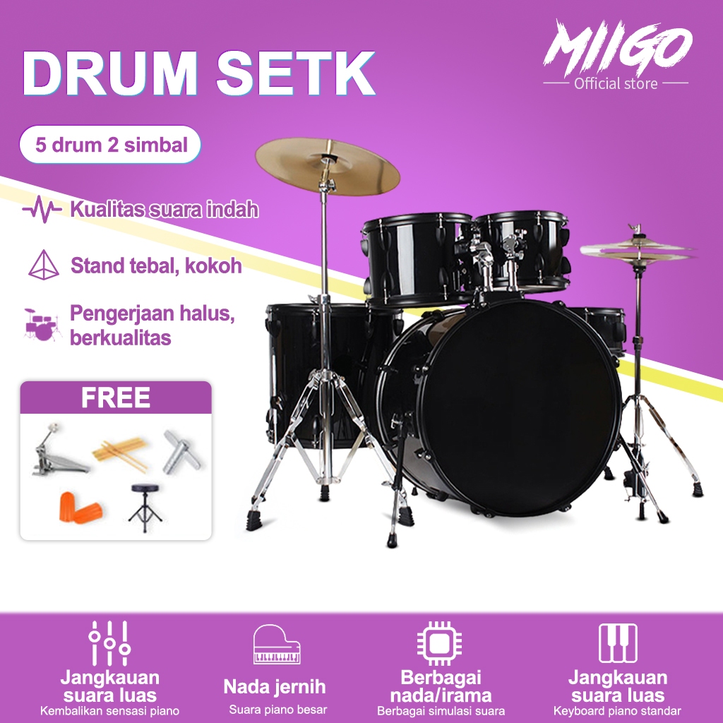 Drum set dewasa, drum set profesional, drum jazz profesional, drum pertunjukan profesional, instrume