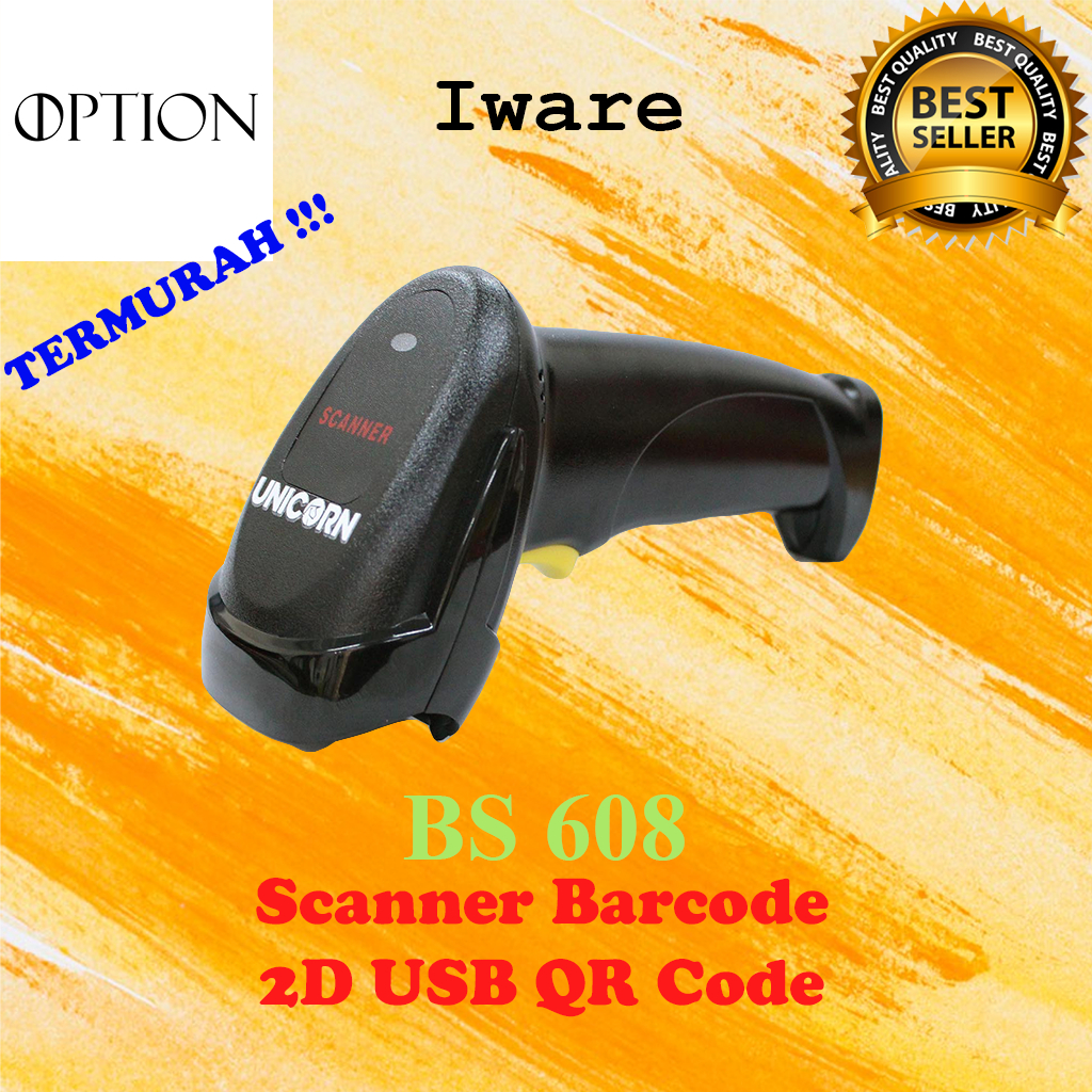 IWARE Scanner Barcode 2D QRcode BS-608 / BS608 USB With Stand