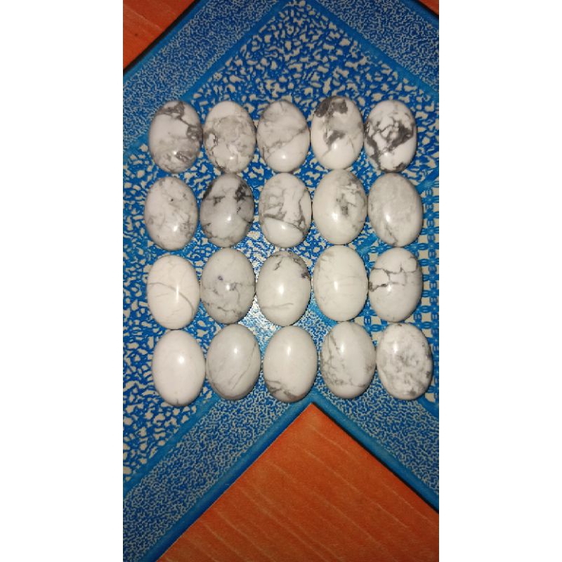 LS 26: Batu Asli Alam Howlite / Pirus Putih 18x13 mm untuk mata cincin Liontin dll