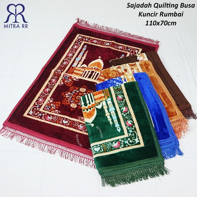 Sajadah Quilting Busa Kuncir Prayermat Afghani / Sajadah Busa Rumbai 70 x 110 cm