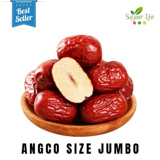 

Angco Hongzao Size Jumbo 100 Gram / Pack Fresh Red Dates Jujube Hong Zao Kurma Merah Grade Super HALAL