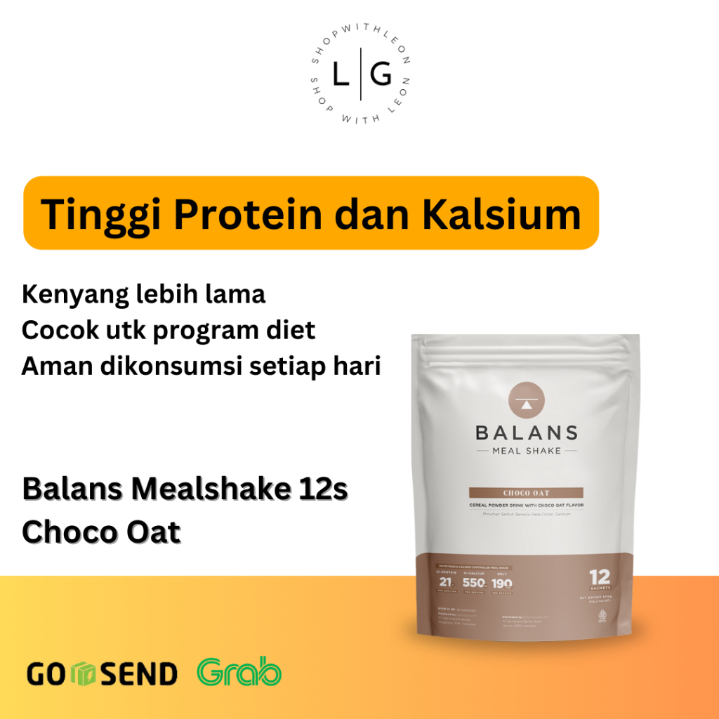 

Balans Meal Shake Choco Oat | Banana Oat | Granoberry | Melon Chia | 12s Minuman Diet Meal Replacement