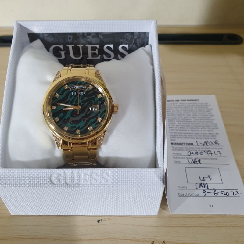 Jam Guess GW0047L3 Gold Green Preloved