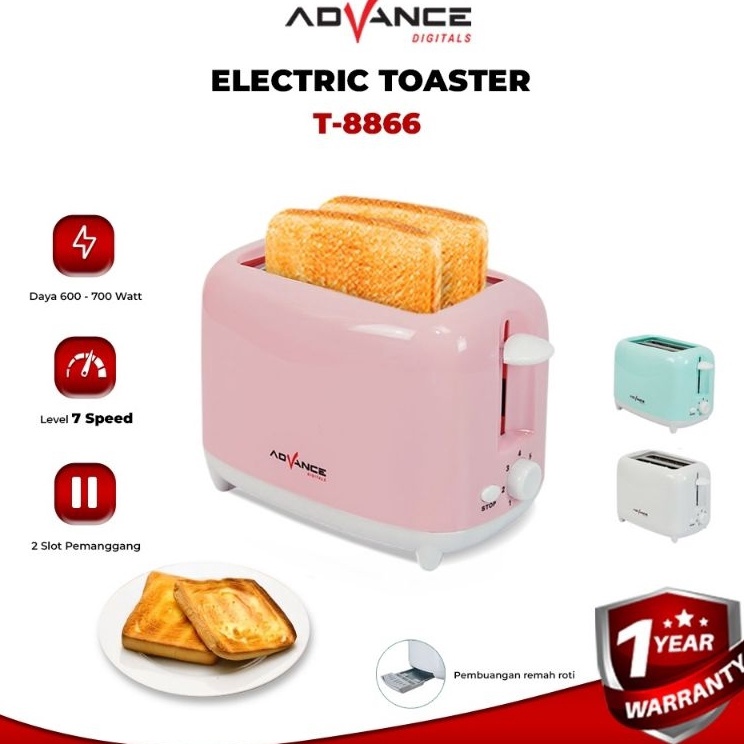 LC Advance T8866 Toaster Roti  Pemanggang Roti Bakar Low Watt