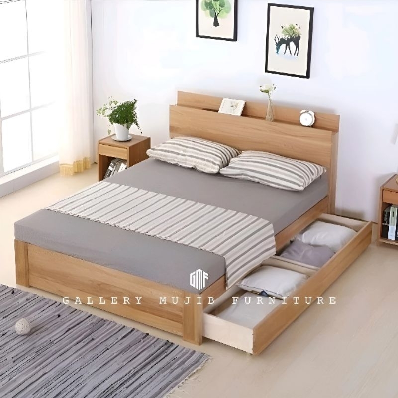 dipan laci 160x200 minimalis tempat tidur minimalis laci kayu jati