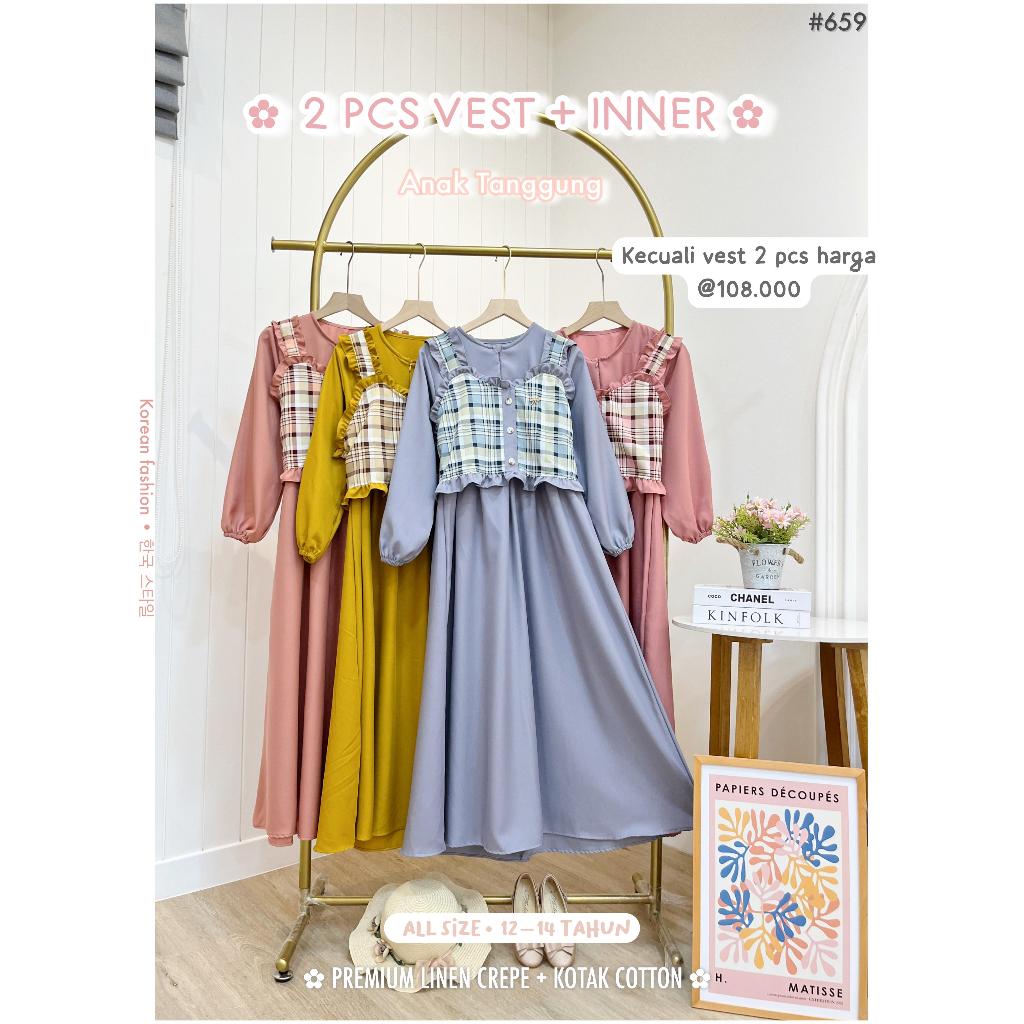 Two Mix - Baju Gamis Anak Perempuan Overall Cargo Lebaran 11 - 14 Tahun SN659 SN660 SN703 SN623 SN62