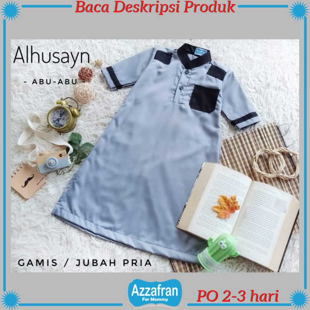Jubah Alhusayn | Koko Muslim Anak laki Laki dan Dewasa | Gamis Pria Couple | Baju Unik | Azzafran