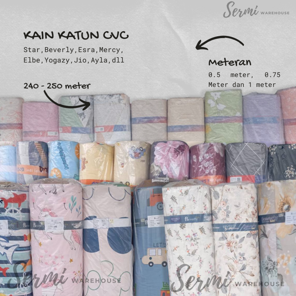 Bahan Katun Lokal /Kain CVC/Kain Sprei Meteran