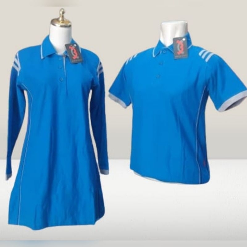 Wangki 73 dan Tunik 73 Uncle West Bahan Lacos Warna Biru Turkis List Abu