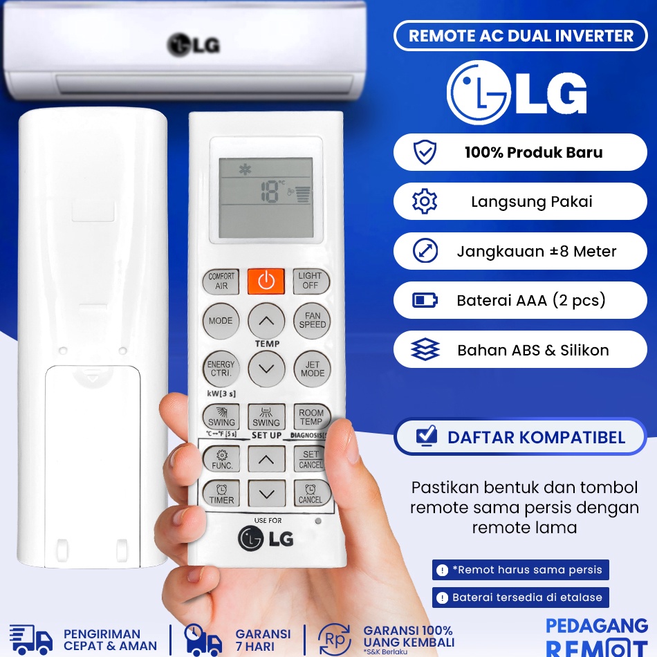 Remot Remote AC LG Dual Inverter AKB757581 Grade Original