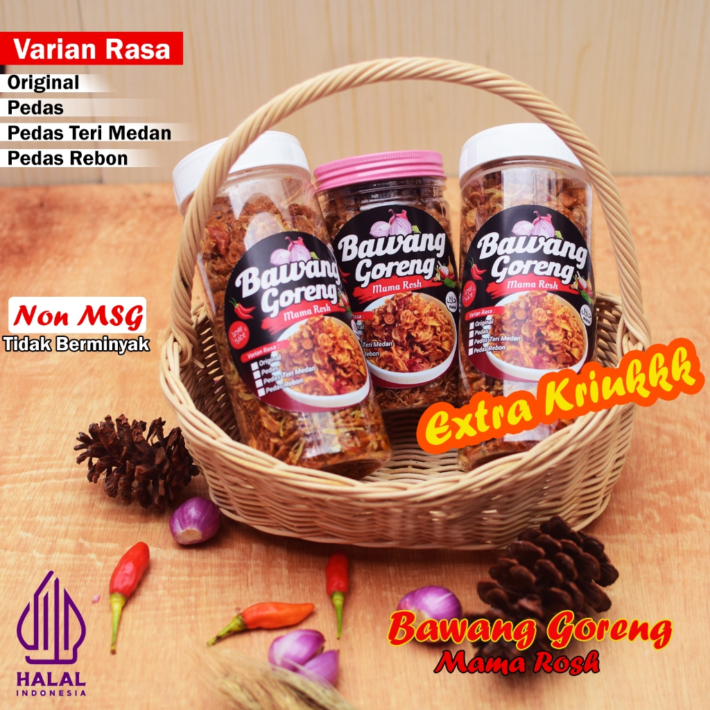 

PAKET 2 TOPLES Bawang Goreng pedas/teri medan/original/rebon/tanpa MSG dan pengawet .bawang asli
