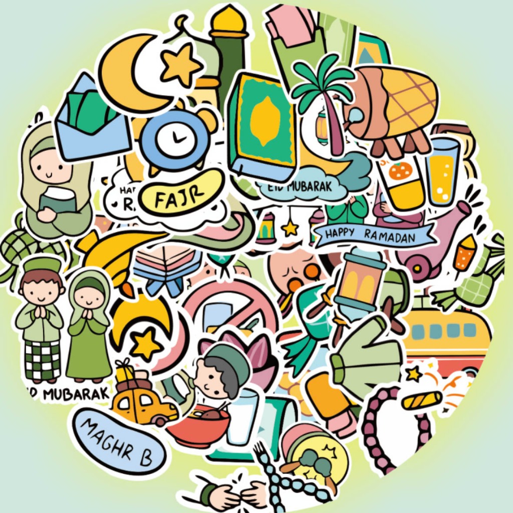 

100 pcs STIKER MINI AESTHETIC TEMA LEBARAN IDUL FITRI RAMADHAN PUASA